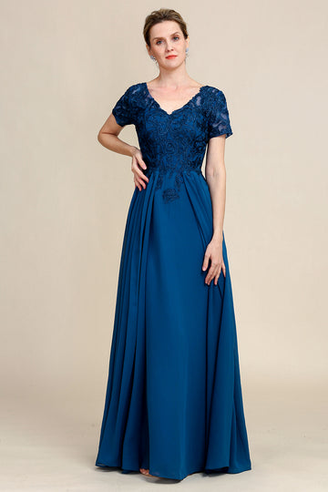 Robe de mère de mariée bleue A Line avec appliques